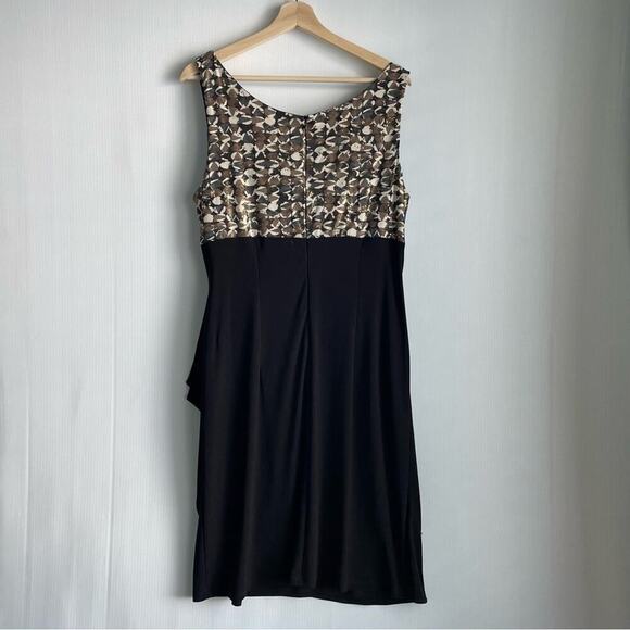 MSK gold and black dress with cropped bolero style jacket sz 14 metallic pattern - Picture 11 of 14